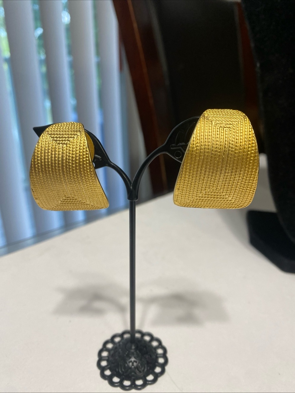 Vintage Norma Jean matte gold-tone textured geometric clip-on earrings
